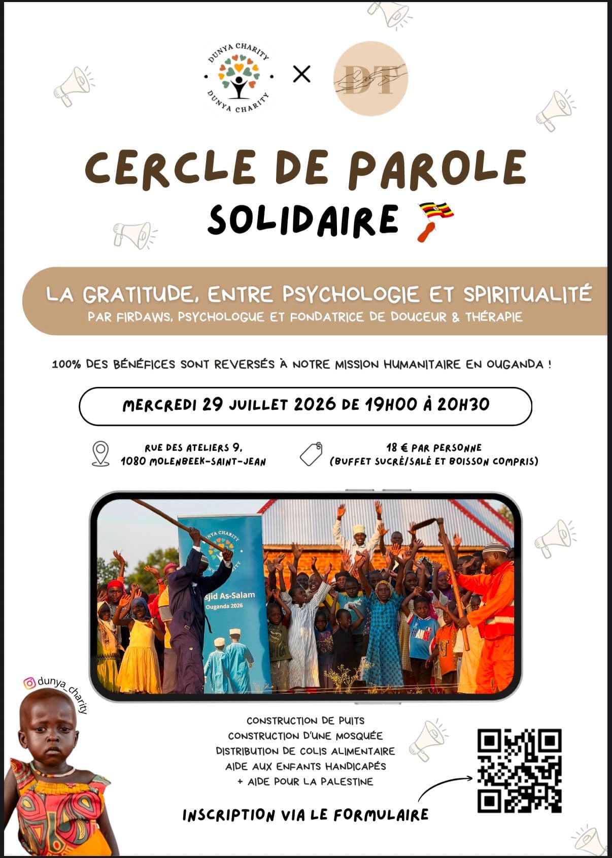 Cercle de parole caritatif "La gratitude, entre psychologie et spiritualité"